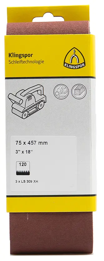 Klingspor - LS 309 XH Hobschleifband, 75 x 457 mm Korn 60 F5, SB-verpackt im Reiter