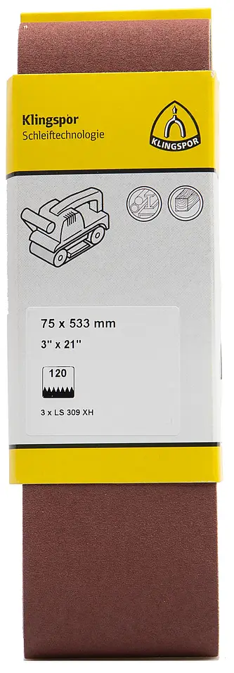 Klingspor - LS 309 XH Hobschleifband, 75 x 533 mm Korn 80 F5, SB-verpackt im Reiter