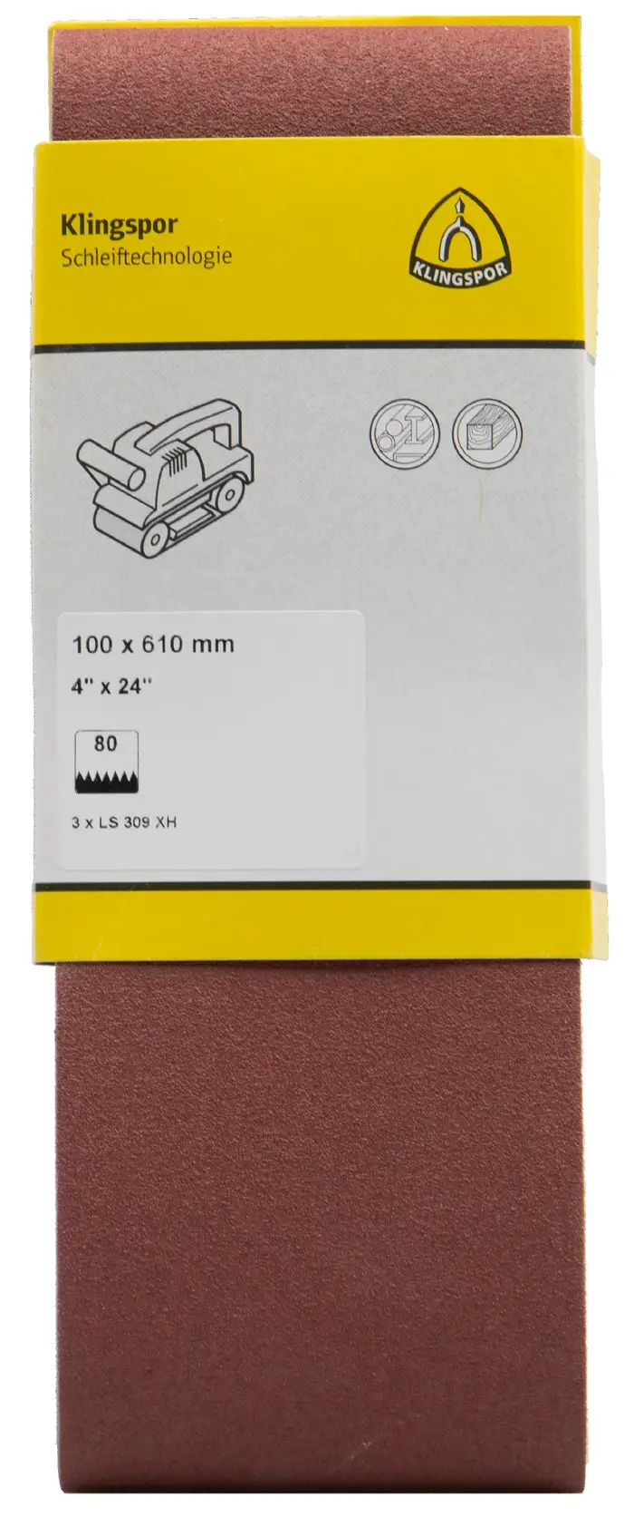 Klingspor - LS 309 XH Hobschleifband, 100 x 610 mm Korn 80 F5, SB-verpackt im Reiter